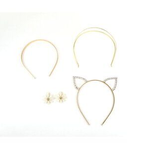 Set Of 3 Hairbands & Floral Clips For Women